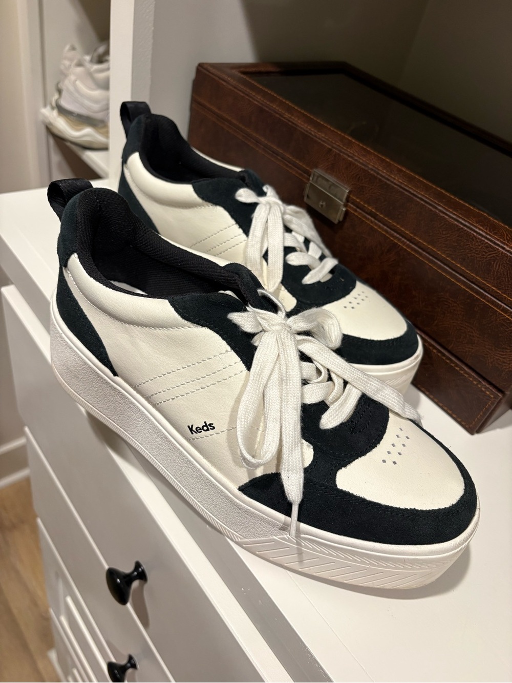 Keds Platform Sneakers in White and Black - Picture 2 of 3